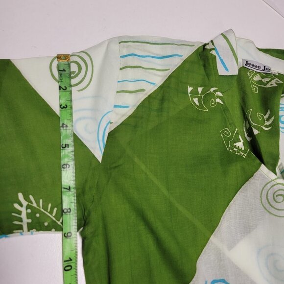 HANDPAINTED Batik Three Quarter Sleeve Mandarin Collar Tunic Top ONE SIZE- NWOT - Picture 10 of 16